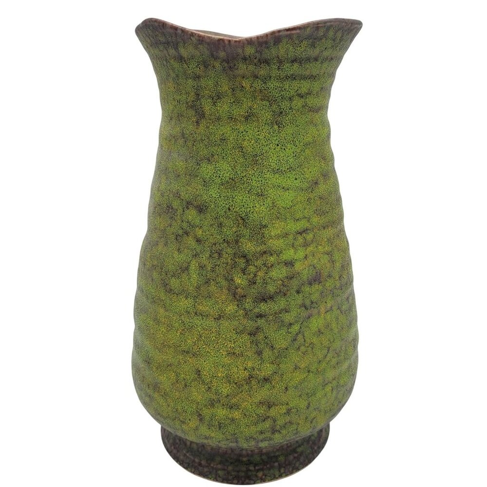 Royal Haeger 1970s Modern Deco Art Pottery Lime Peel Green Lava Glaze Vase 4207
